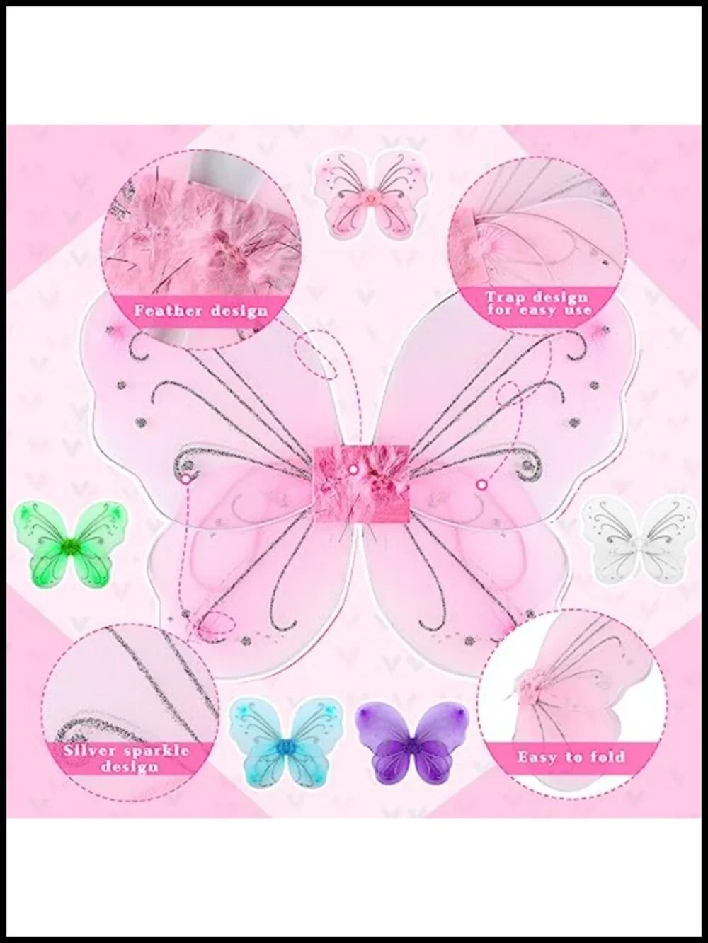 10 Pack Butterfly Wings Costume Fairy Dress Up Party Favors Nylon